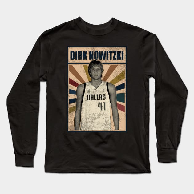 Dallas Mavericks Dirk Nowitzki Long Sleeve T-Shirt by RobinaultCoils